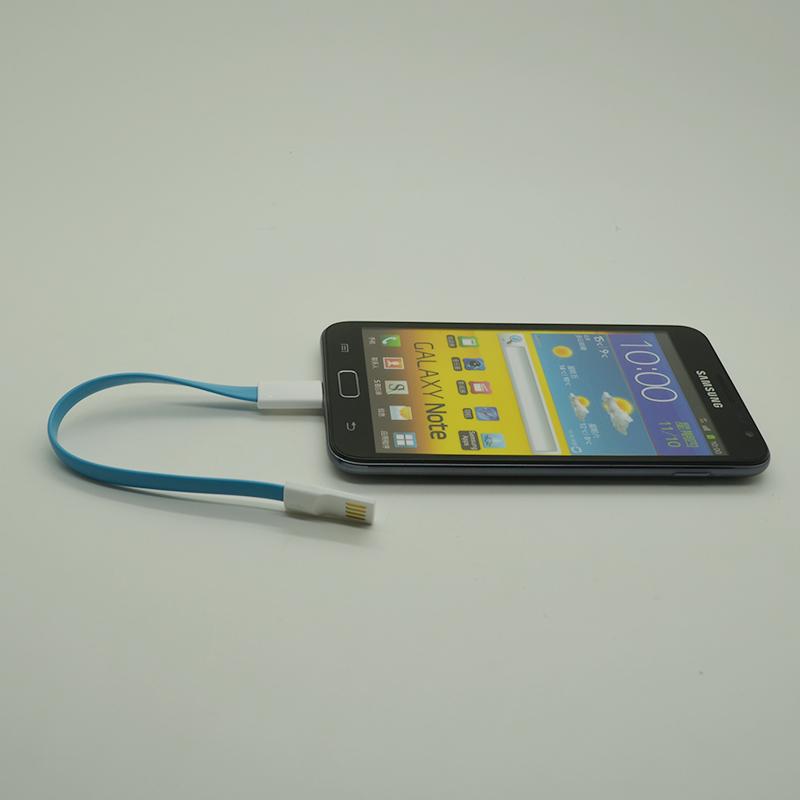 Colorful 22cm magnet micro USB cable for Samsung Galaxy S4 S IV / i9500 blue